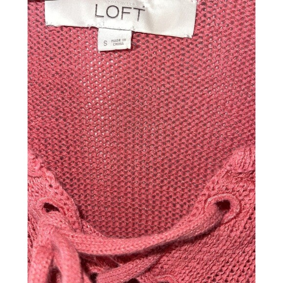 LOFT Sweater Pink/Coral Lace Neck Women’s Size Small - Picture 3 of 7